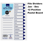 Marlin File dividers / indexes 160gsm Pastel Board: Jan. to Dec.